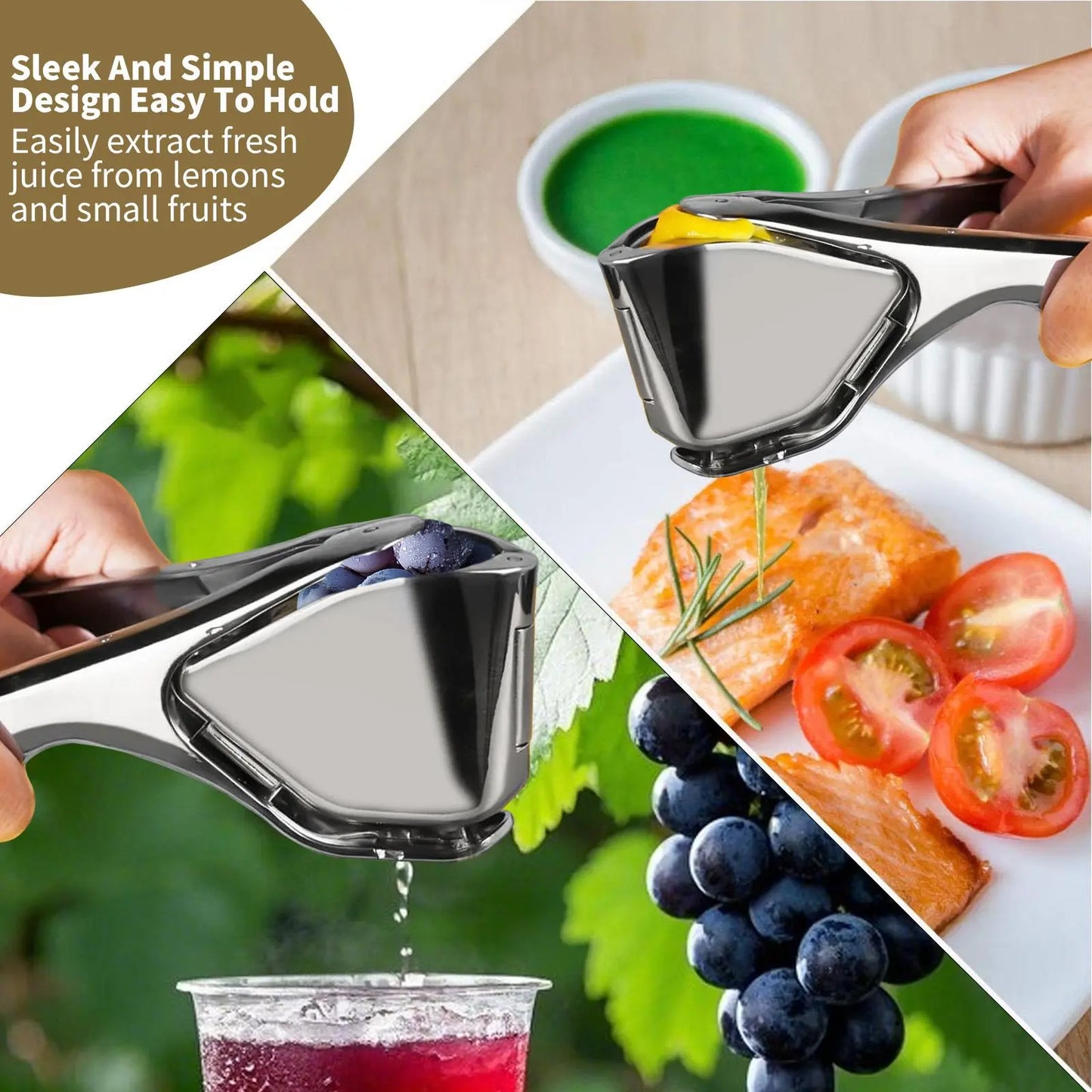 Stainless Steel Citrus Juicer | Heavy-Duty Manual Lemon Squeezer – Dishwasher Safe, Handheld Press for Lemon, Lime & Orange