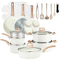 Sweetcrispy 25-Piece Non-Stick Ceramic Cookware Set | Lightweight Aluminum, Stay-Cool Handles & Glass Lids – Induction Compatible, Healthy Kitchen Kit