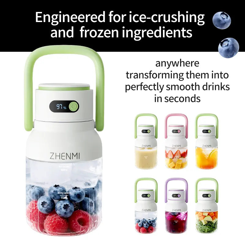 ZHENMI Cordless Blender | 33oz BPA-Free Portable Smoothie Maker – 2-Serving Capacity, USB Rechargeable, Perfect for Home & Outdoors