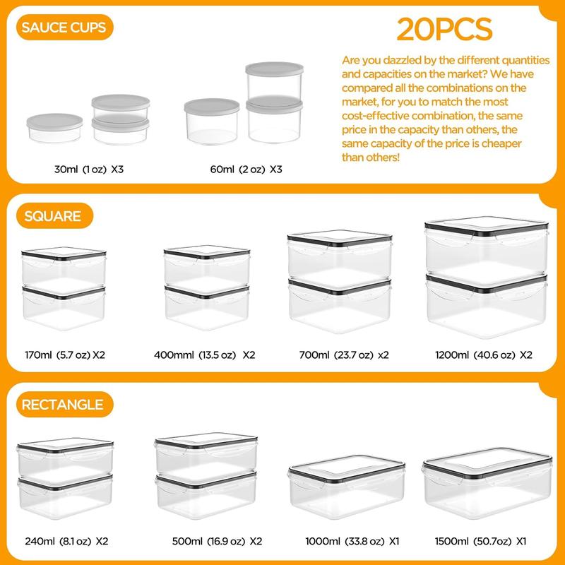 40-Piece Airtight Food Storage Container Set | Leakproof, Microwave & Dishwasher Safe – Reusable Kitchen Kit for Meal Prep & Leftovers