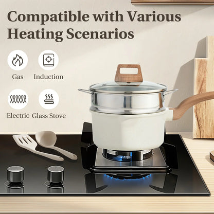 Sweetcrispy 25-Piece Non-Stick Ceramic Cookware Set | Lightweight Aluminum, Stay-Cool Handles & Glass Lids – Induction Compatible, Healthy Kitchen Kit