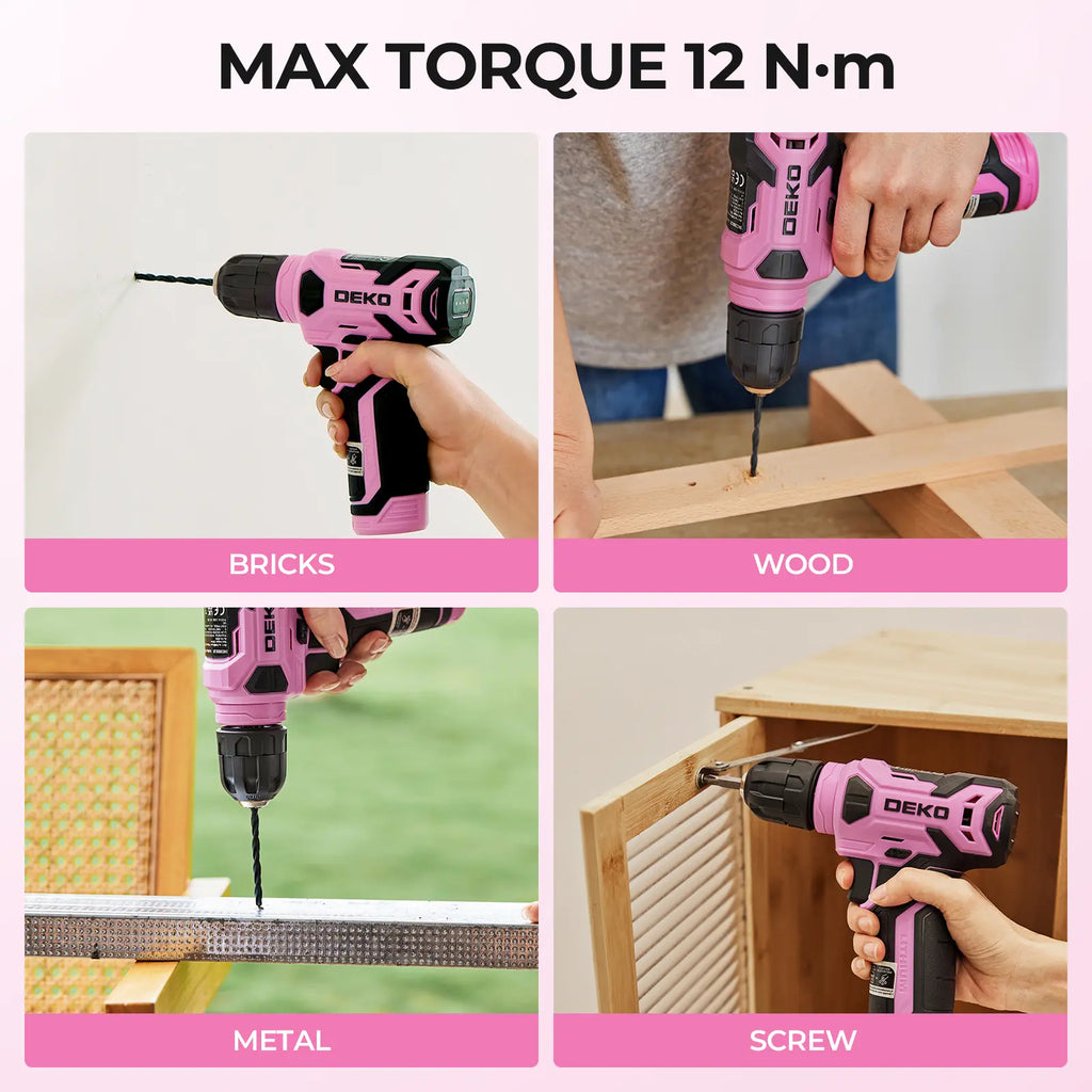 DEKO 8V Cordless Drill Set – 126-Piece Home DIY Tool Kit with Case