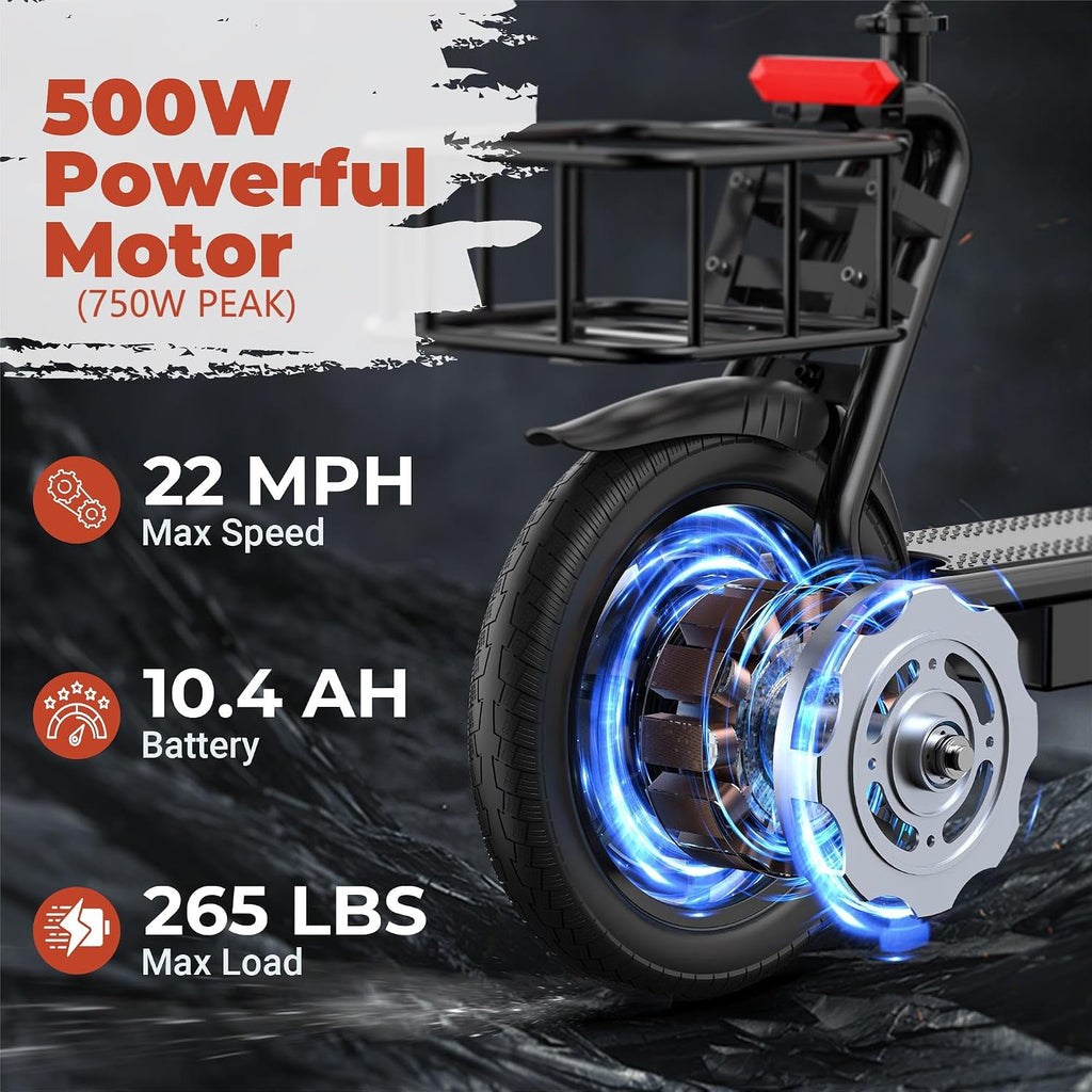 AOVOPRO ESBS 500W Electric Commuter Scooter | Comfort Edition with Shopping Basket