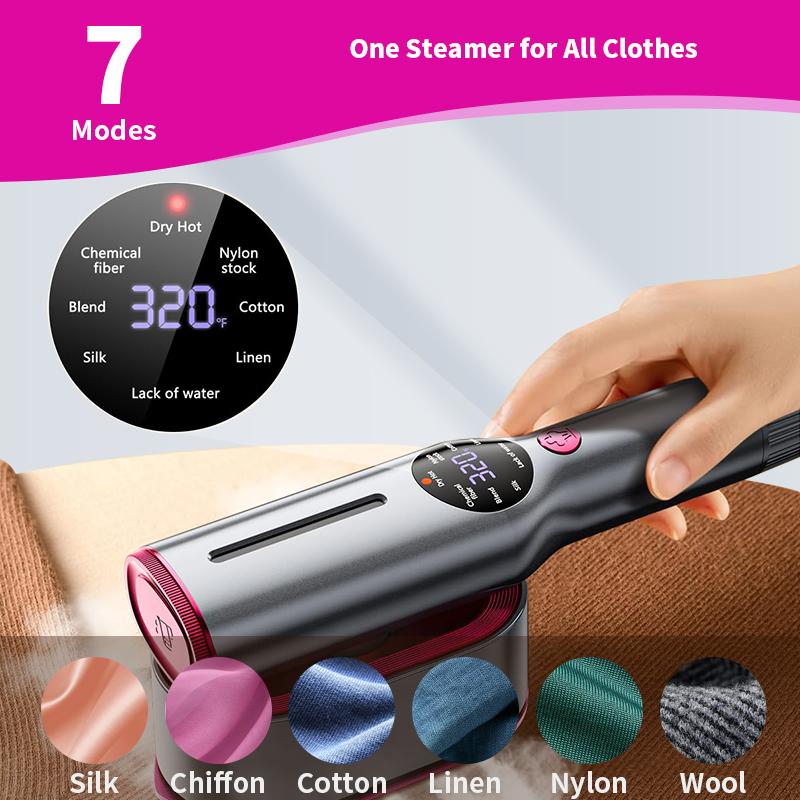 Dr.Flash Portable Garment Steamer | 5-Second Fast Heat, 7 Modes & LED Display – 90° Swivel Handle, Perfect for Travel & Home