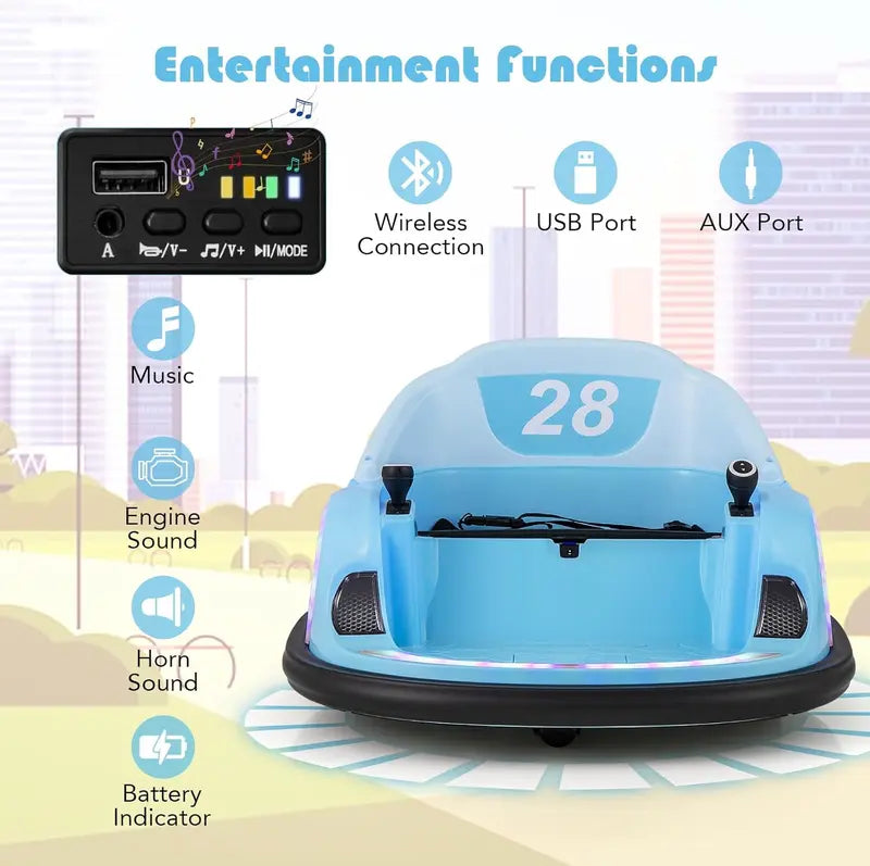 COSTWAY 360° Spin Electric Bumper Car for Toddlers (with Music & Flash Lights)