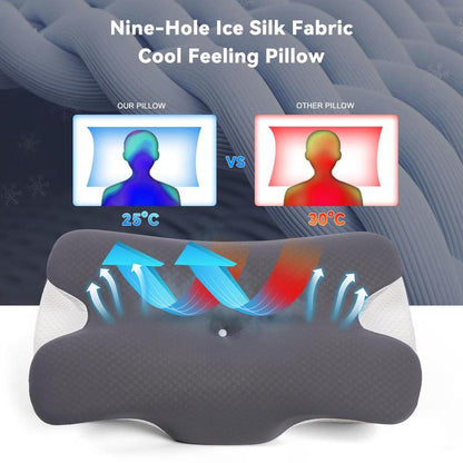 VIPfree Cooling Memory Foam Neck Pillow | Adjustable Ergonomic Cervical Support Pillow – Comfortable Sleeping & Pain Relief