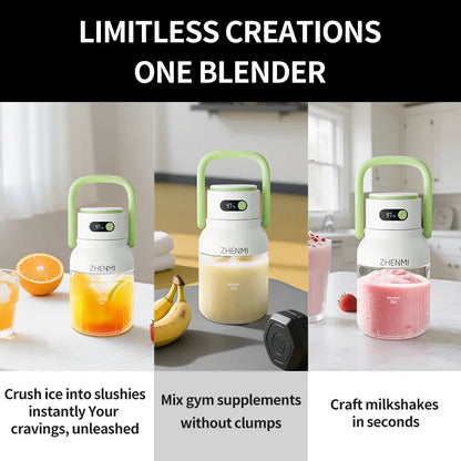 ZHENMI Cordless Blender | 33oz BPA-Free Portable Smoothie Maker – 2-Serving Capacity, USB Rechargeable, Perfect for Home & Outdoors