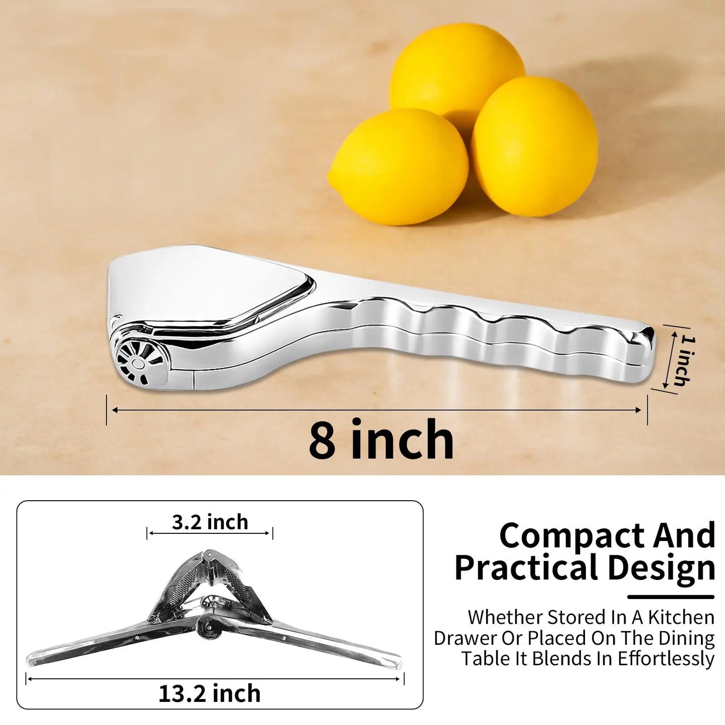 Stainless Steel Citrus Juicer | Heavy-Duty Manual Lemon Squeezer – Dishwasher Safe, Handheld Press for Lemon, Lime & Orange
