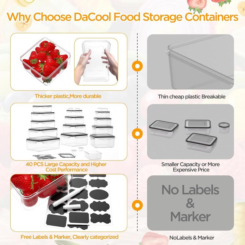 40-Piece Airtight Food Storage Container Set | Leakproof, Microwave & Dishwasher Safe – Reusable Kitchen Kit for Meal Prep & Leftovers