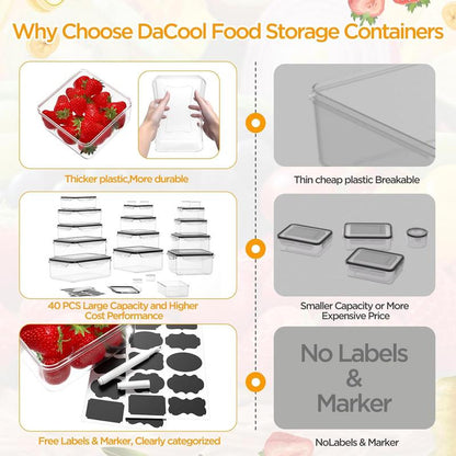 40-Piece Airtight Food Storage Container Set | Leakproof, Microwave & Dishwasher Safe – Reusable Kitchen Kit for Meal Prep & Leftovers