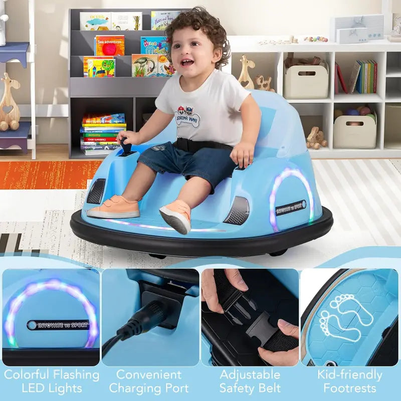 COSTWAY 360° Spin Electric Bumper Car for Toddlers (with Music & Flash Lights)