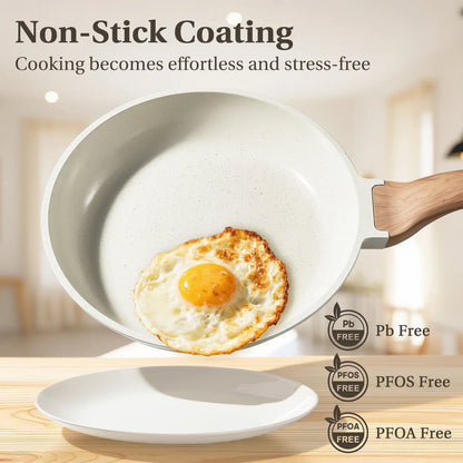Sweetcrispy 25-Piece Non-Stick Ceramic Cookware Set | Lightweight Aluminum, Stay-Cool Handles & Glass Lids – Induction Compatible, Healthy Kitchen Kit