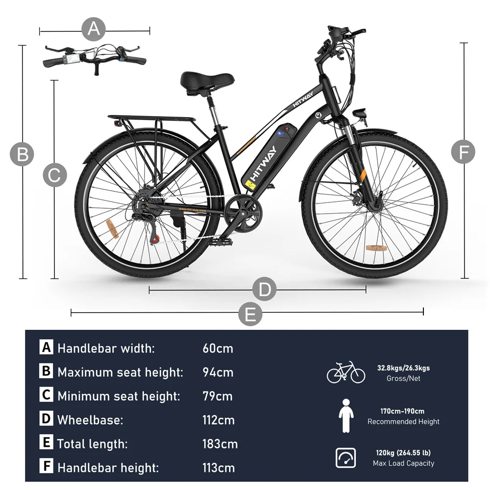 HITWAY BK27S E Bike 28 Zoll, Elektrofahrrad Pedelec für Damen und Herren, E-Fahrrad mit 36V 13Ah Wechselakku, 250W Motor, 7 Gang Schaltung,StVZO Citybike Electric Bike Ebike Reichweite bis zu 50km-100km - Image 4